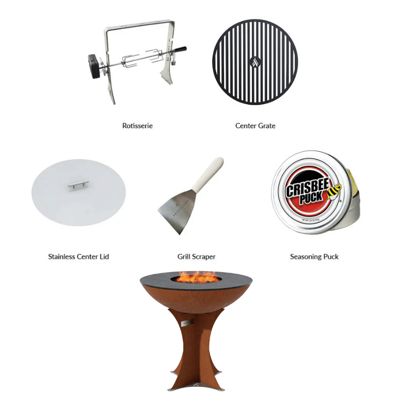 Arteflame XL 30" Corten Steel Grill Euro Base - Fire Pit Combo ArteFlame