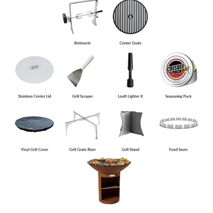 Arteflame XXL 40" Corten Steel Grill - Classic Storage Base ArteFlame