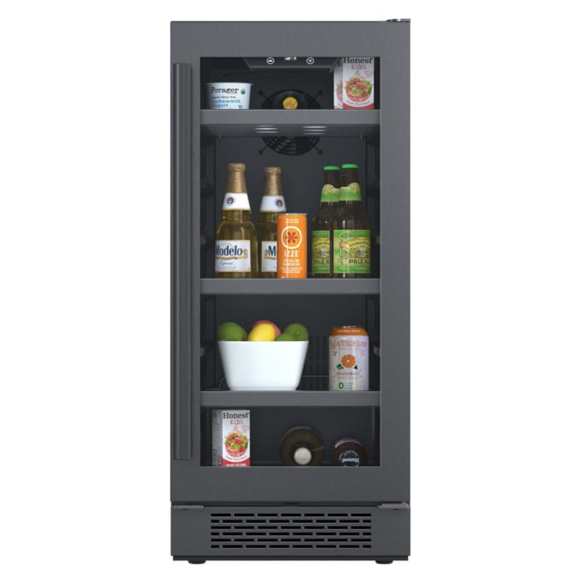 Avallon 15 Inch Wide 86 Can Beverage Center with LED Lighting - ABR151BLSS - ABR151BLSS