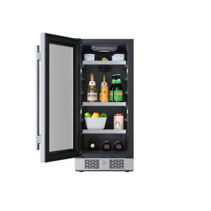 Avallon 15 Inch Wide 86 Can Beverage Center with LED Lighting - ABR151BLSS - ABR151BLSS