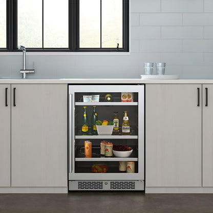 Avallon 24 Inch Wide 140 Can Energy Efficient Beverage Center with LED Lighting, Double Pane Glass, Touch Control Panel and Right Swing Door - ABR242PRSRH