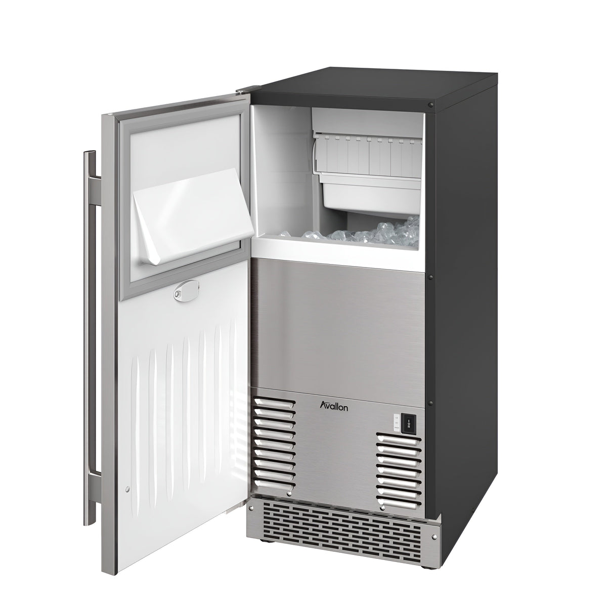 Avallon 15 Inch Wide 26 Lbs. Capacity Built-In and Free Standing Ice Maker with 56 Lbs. Daily Ice Production - AIMG151PSSILH