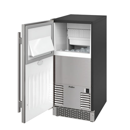 Avallon 15 Inch Wide 26 Lbs. Capacity Built-In and Free Standing Ice Maker with 56 Lbs. Daily Ice Production - AIMG151PSSILH