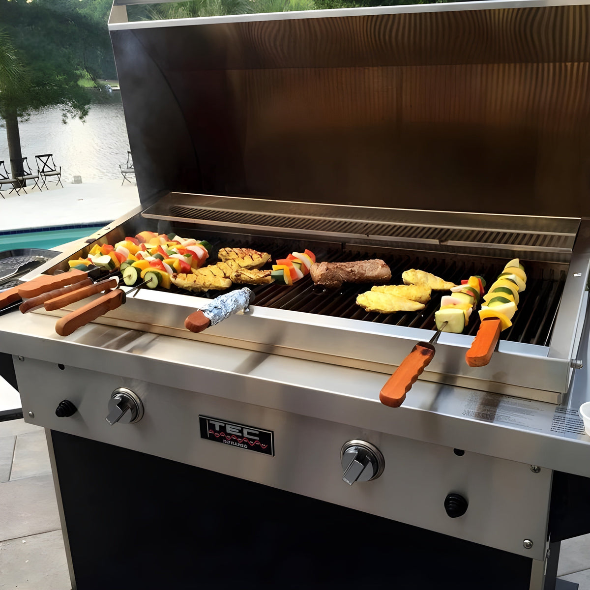 TEC Grills 44" Patio On Stainless Cabinet With Side Shelves (64") - PFR2LPCABS