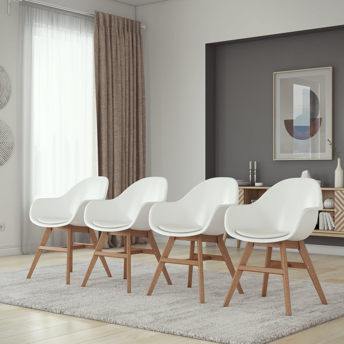 Midtown Concept Arm Indoor Dining Chair - 4PC - SC CON_ARM PAR WHT
