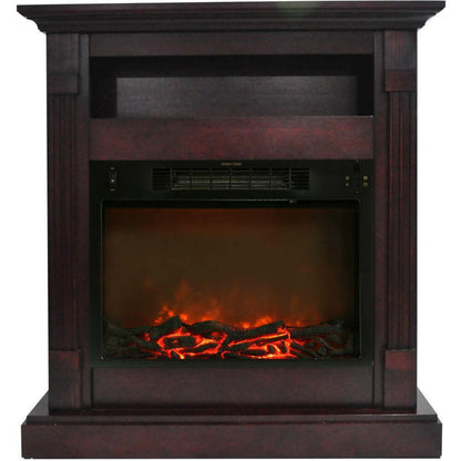 Cambridge 34-In. Sienna Electric Fireplace w/ 1500W Log Insert and Mahogany Mantel - CAMBR3437-1MAH
