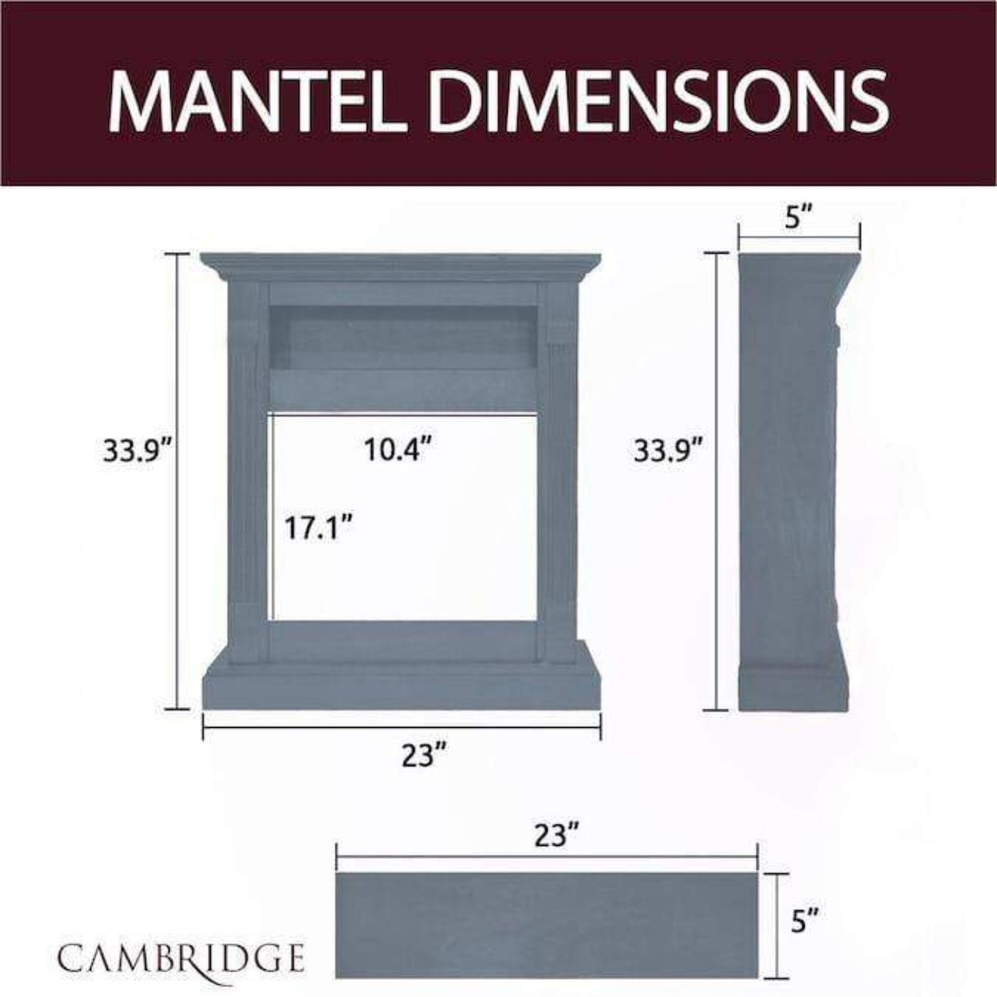 Cambridge Sienna 34-in Electric Fireplace Heater with Slate Blue Mantel, Enhanced Log Display, Multi-Color Flames, and Remote Control - CAM3437-1SBLLG3