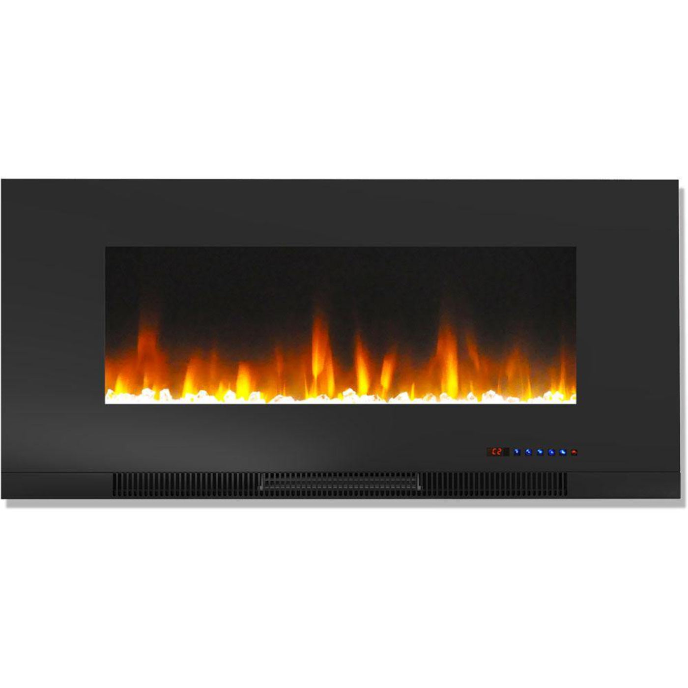 Cambridge 42 In. Wall-Mount Electric Fireplace in Black with Multi-Color Flames and Crystal Rock Display - CAM42WMEF-1BLK