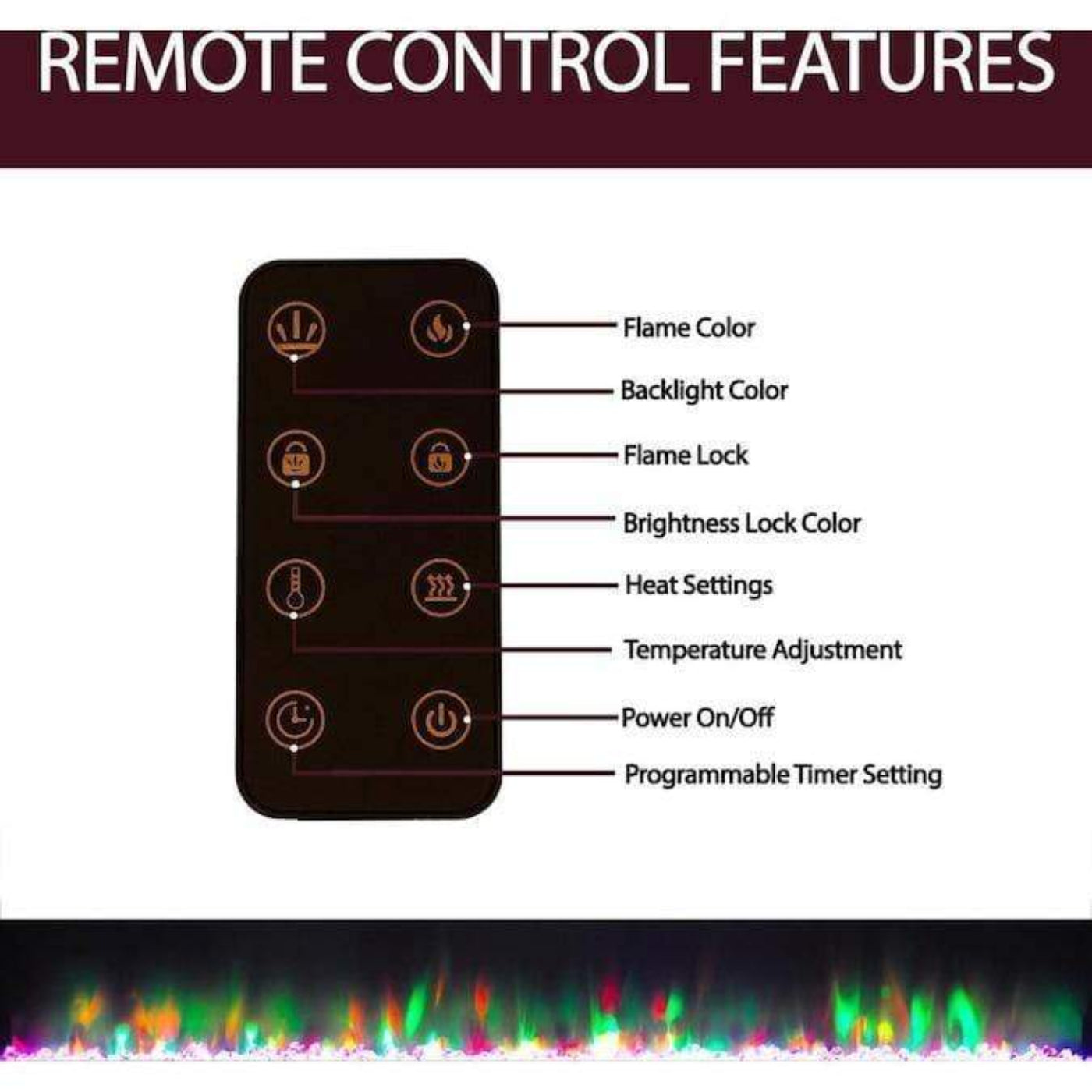 Cambridge 50 In. Recessed Wall Mounted Electric Fireplace with Crystal and LED Color Changing Display, Black - CAM50RECWMEF-1BLK