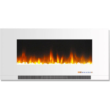 Cambridge 42 In. Wall-Mount Electric Fireplace in Black with Multi-Color Flames and Crystal Rock Display - CAM42WMEF-1BLK