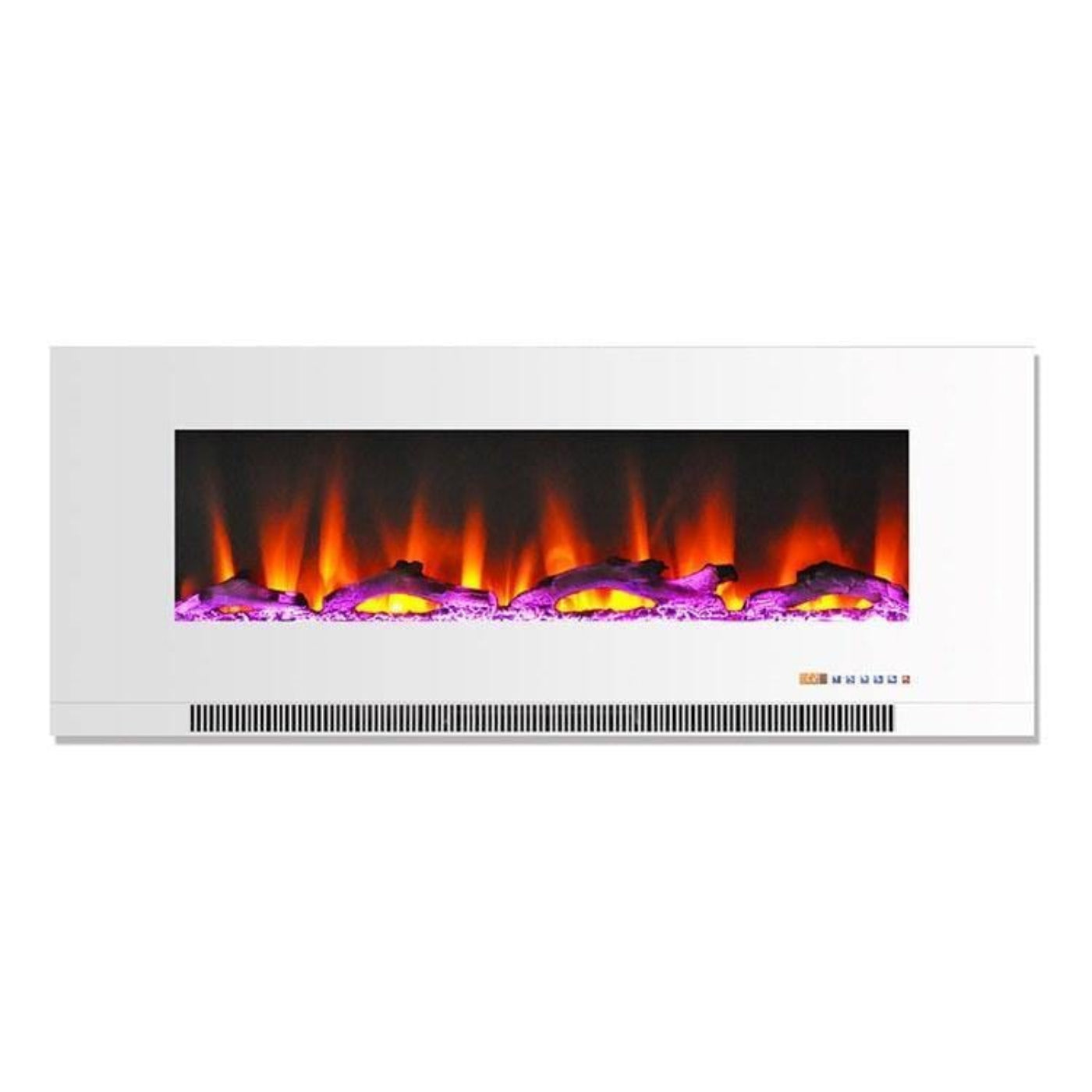 Cambridge 50 In. Wall-Mount Electric Fireplace in Black with Multi-Color Flames and Crystal Rock Display - CAM50WMEF-2BLK,