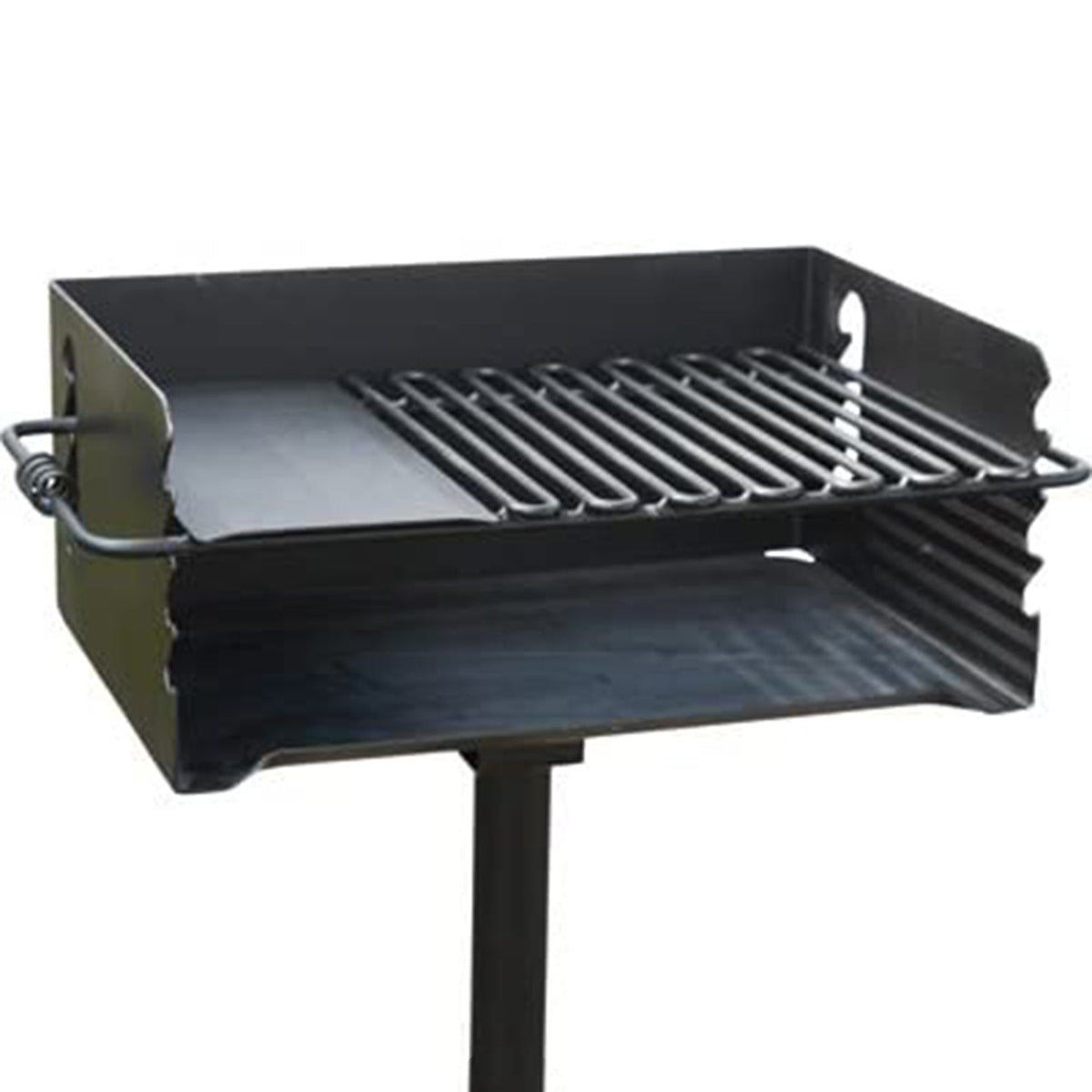 Pilot Rock Jumbo Park Style Steel Outdoor BBQ Charcoal Grill and Post, 2 Pack - 415881