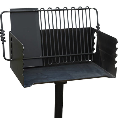 Pilot Rock Jumbo Park Style Steel Outdoor BBQ Charcoal Grill and Post, 6 Pack - 415883