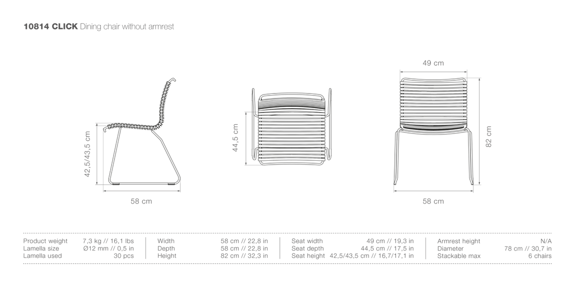 HOUE CLICK Outdoor Dining Chair - No Armrests - Procure Décor
