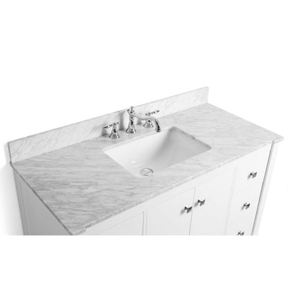Ancerre Kayleigh Bathroom Vanity with Sink and Carrara White Marble Top Cabinet Set - VTS-KAYLEIGH-48-W-CW - Backyard Provider