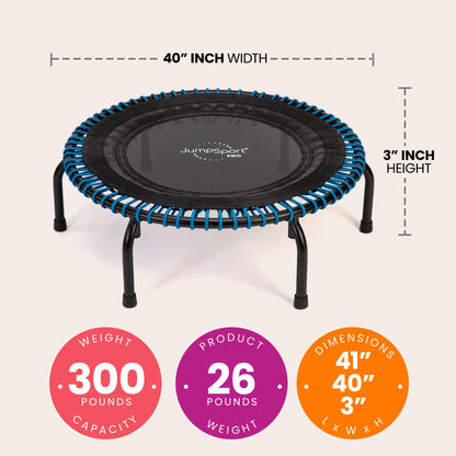 Disc-O-Bed JumpSport 350 PRO 39 Inch Fitness Trampoline with Blue EnduroLast Elastic Cords - 348950