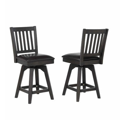 ECI Furniture Ashford 24 Slat Back Swivel Counter Stool With Vinyl Seat Set of 2 - EC-1859-23-CS