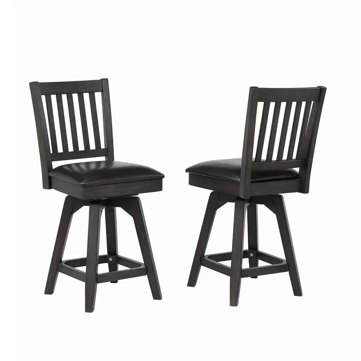 ECI Furniture Ashford 24" Slat Back Swivel Counter Stool With Vinyl Seat (Set of 2) - EC-1859-23-CS