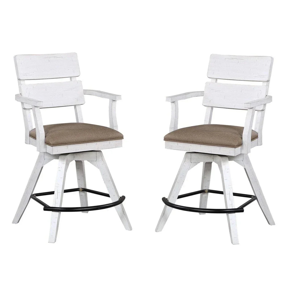 ECI Furniture La Sierra 24 Dbl Panel Back Spectator Swivel Stool with Brown Vinyl Seat Set of 2 - EC-1164-22-SCS2
