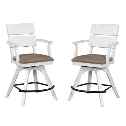 ECI Furniture La Sierra 24 Dbl Panel Back Spectator Swivel Stool with Brown Vinyl Seat Set of 2 - EC-1164-22-SCS2
