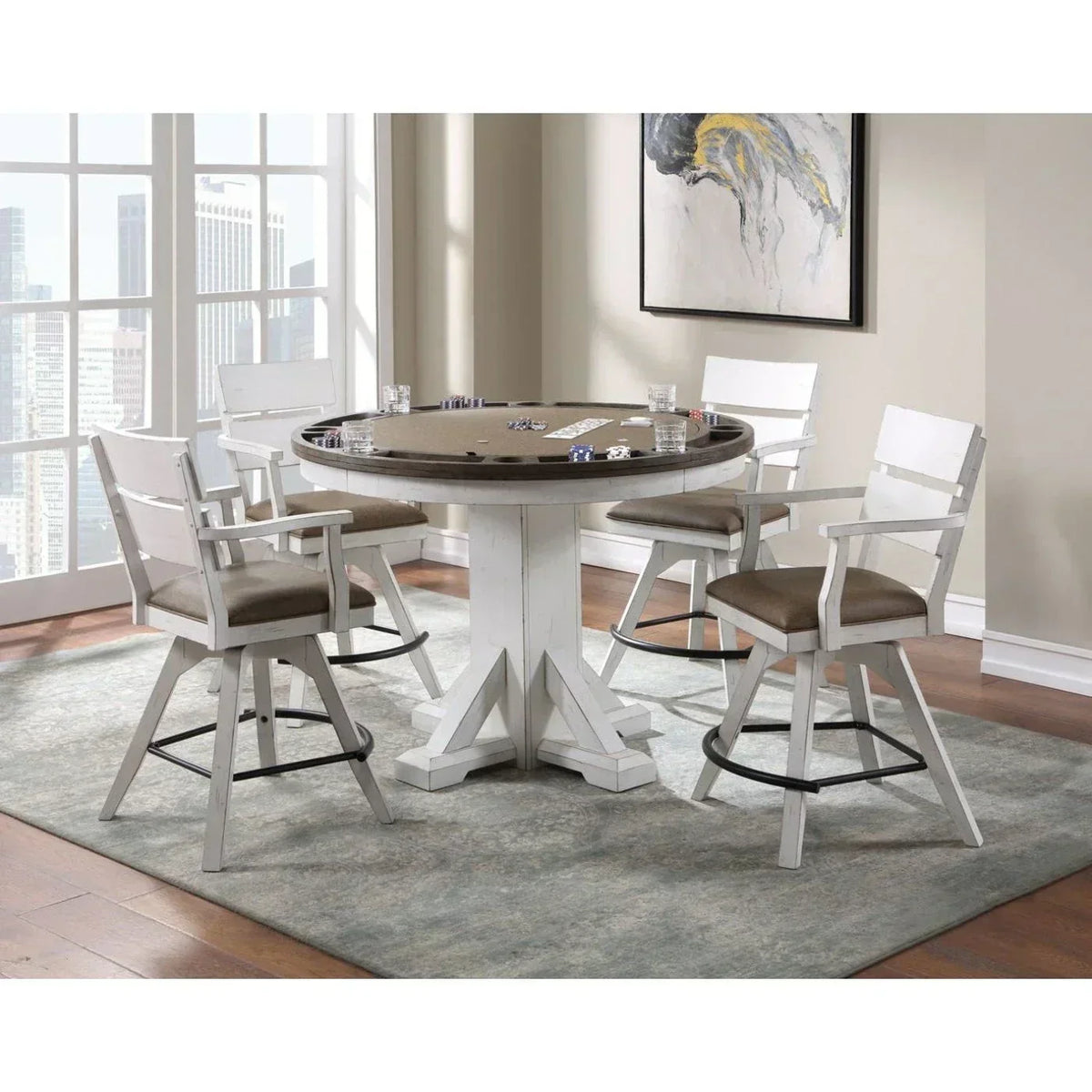 ECI Furniture La Sierra 24 Dbl Panel Back Spectator Swivel Stool with Brown Vinyl Seat Set of 2 - EC-1164-22-SCS2