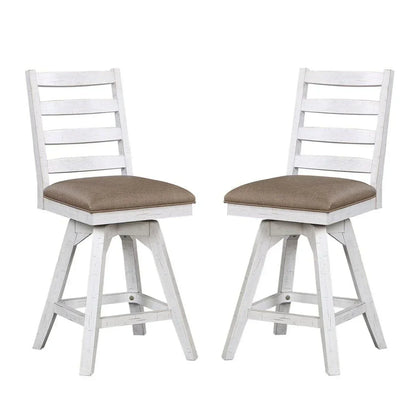 ECI Furniture La Sierra 24" Ladder Back Counter Swivel Stool with Brown Vinyl Seat (Set of 2) - EC-1164-22-CS1