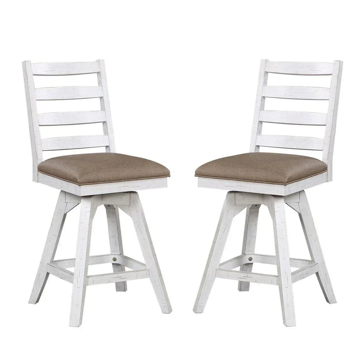 ECI Furniture La Sierra 24" Ladder Back Counter Swivel Stool with Brown Vinyl Seat (Set of 2) - EC-1164-22-CS1