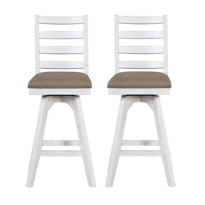 ECI Furniture La Sierra 30" Ladder Back Bar Swivel Stool with Brown Vinyl Seat (Set of 2) - EC-1164-22-BS1