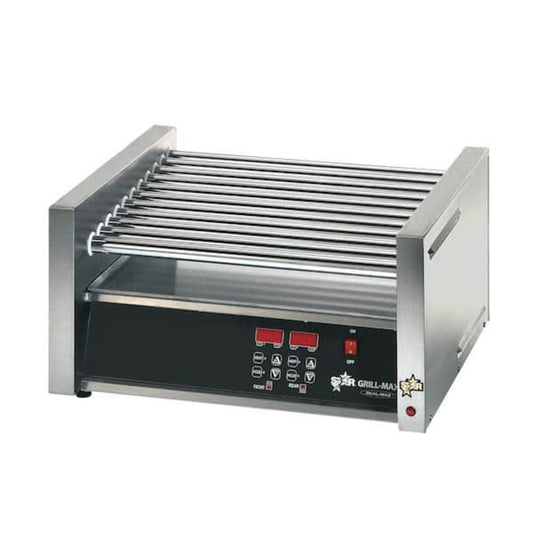 Star Grill-Max Roller Grills with Analogue Controls Chrome with Clear Bun Door 120V - 8A-30CBBC-120V