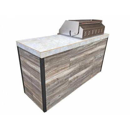 KoKoMo Elite 6' BBQ Island With Built In BBQ Grill Drift Wood Look Siding 30 Inch Doors - ELITE