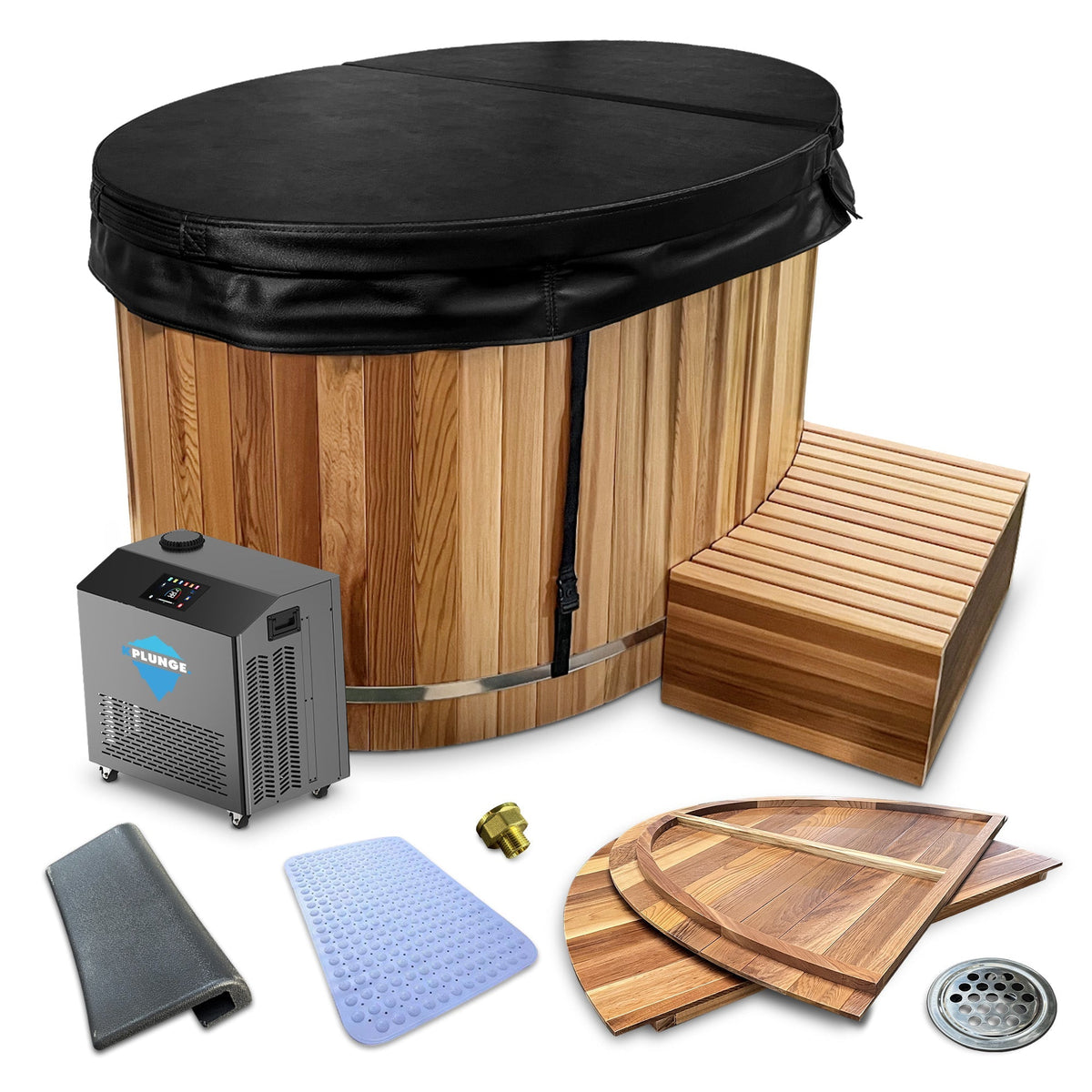 Char-Griller 62 in. 2-Person 0-Jet Cedar Cold Plunge  Ice Bath Tub/Hot Tub with 3/4 HP Powerf - SKU_1769782543461_636