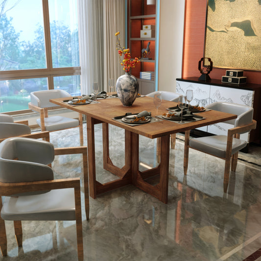 Char-Griller 62 Inch Rectangular Dining Table, Handcrafted Natural Mango Wood with Magnetic C -1769834598531_120