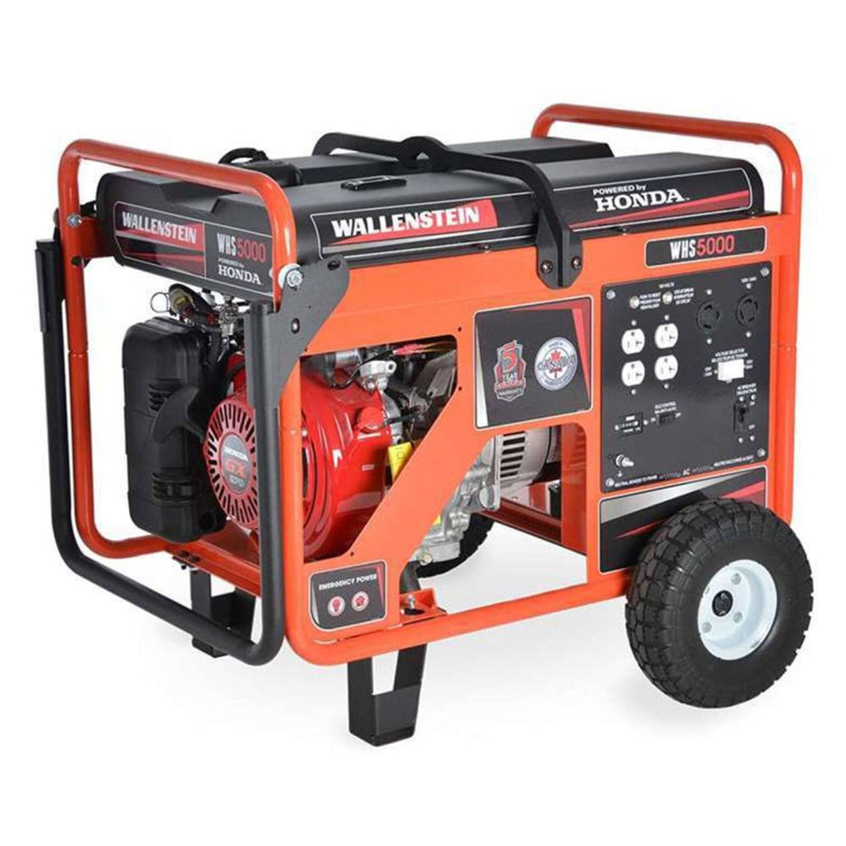 Wallenstein WHS5000 Residential 5000 Watts Generator Honda - WHS5000