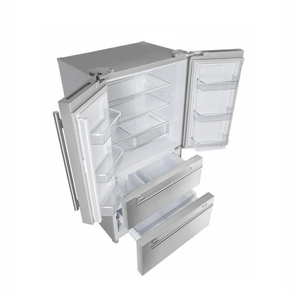 Forno 3-Piece Appliance Package - 30-Inch Dual Fuel Range with Air Fryer, French Door Refrigerator, and Dishwasher in Stainless Steel - AP3-6196-30