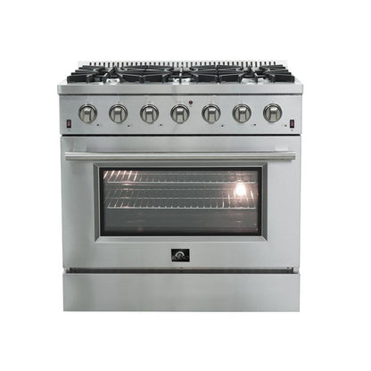 Forno 3-Piece Appliance Package - 36-Inch Gas Range, French Door Refrigerator, and Dishwasher in Stainless Steel  - FBDL-004-01CAUS