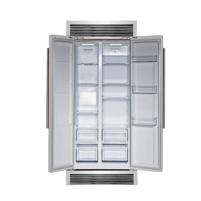 Forno 33-Inch Salerno Side-by-Side Counter Depth Refrigerator 15.6 Cu. Ft. in Stainless Steel with Professional Handle & 4” Decorative Grille  - FFRBI1805-37SG
