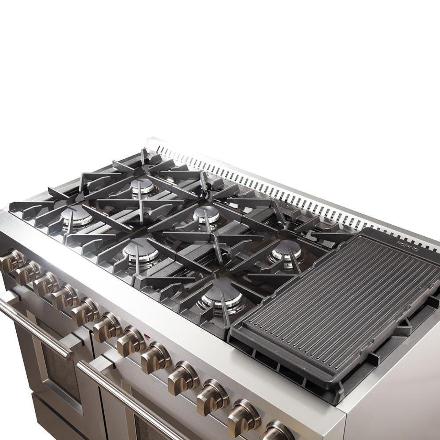 Forno 4-Piece Appliance Package - 48-Inch Dual Fuel Range, Refrigerator, Wall Mount Hood with Backsplash, & 3-Rack Dishwasher in Stainless Steel - AP4-6156-48