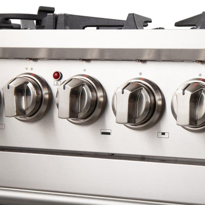 Forno 4-Piece Pro Appliance Package - 30-Inch Gas Range, French Door Refrigerator, Wall Mount Hood with Backsplash, and Dishwasher in Stainless Steel - AP4-6260-30