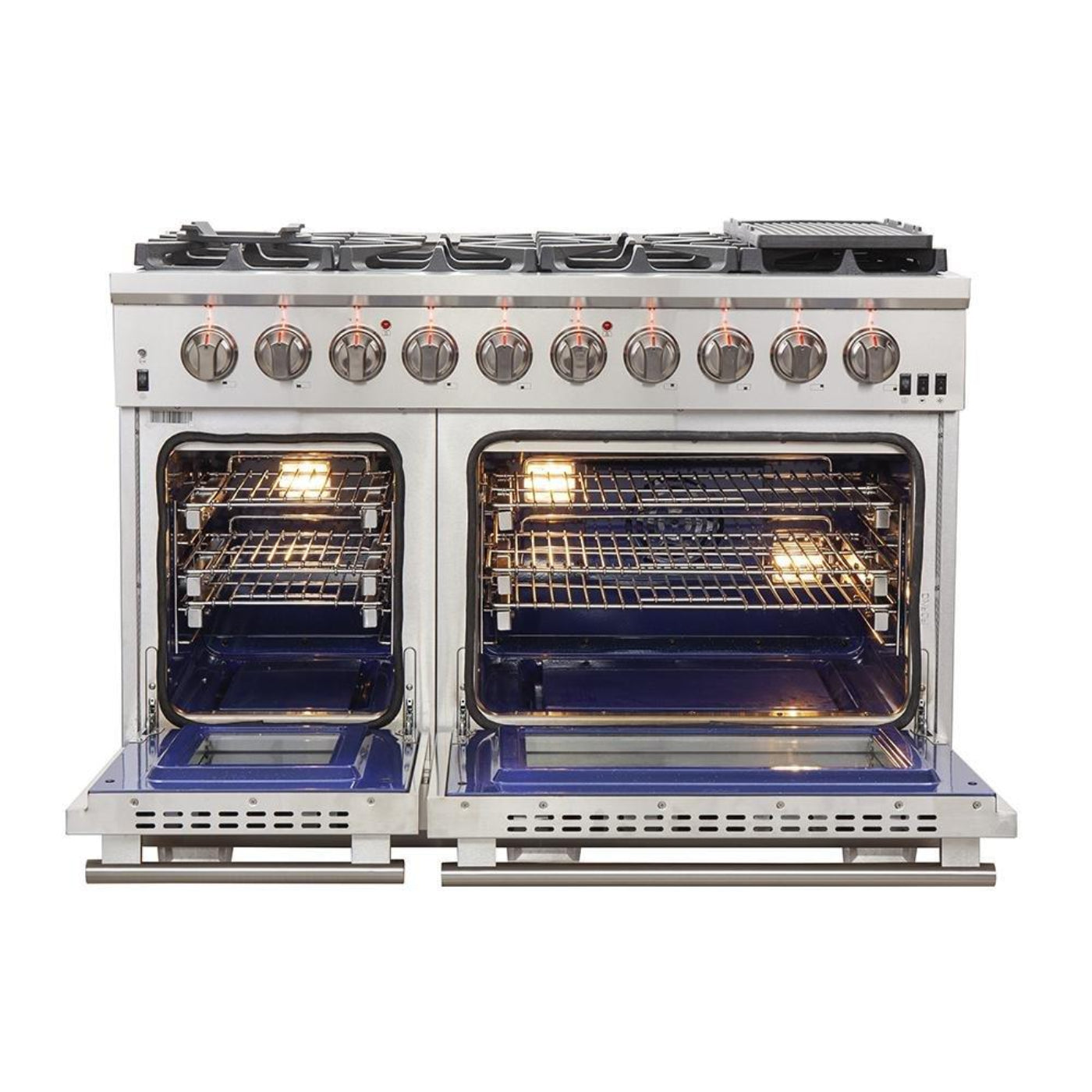 Forno 4-Piece Pro Appliance Package - 48-Inch Gas Range, Refrigerator, 24-Inch Microwave Drawer, & 3-Rack Dishwasher in Stainless Steel - AP4-6260-48-MWD