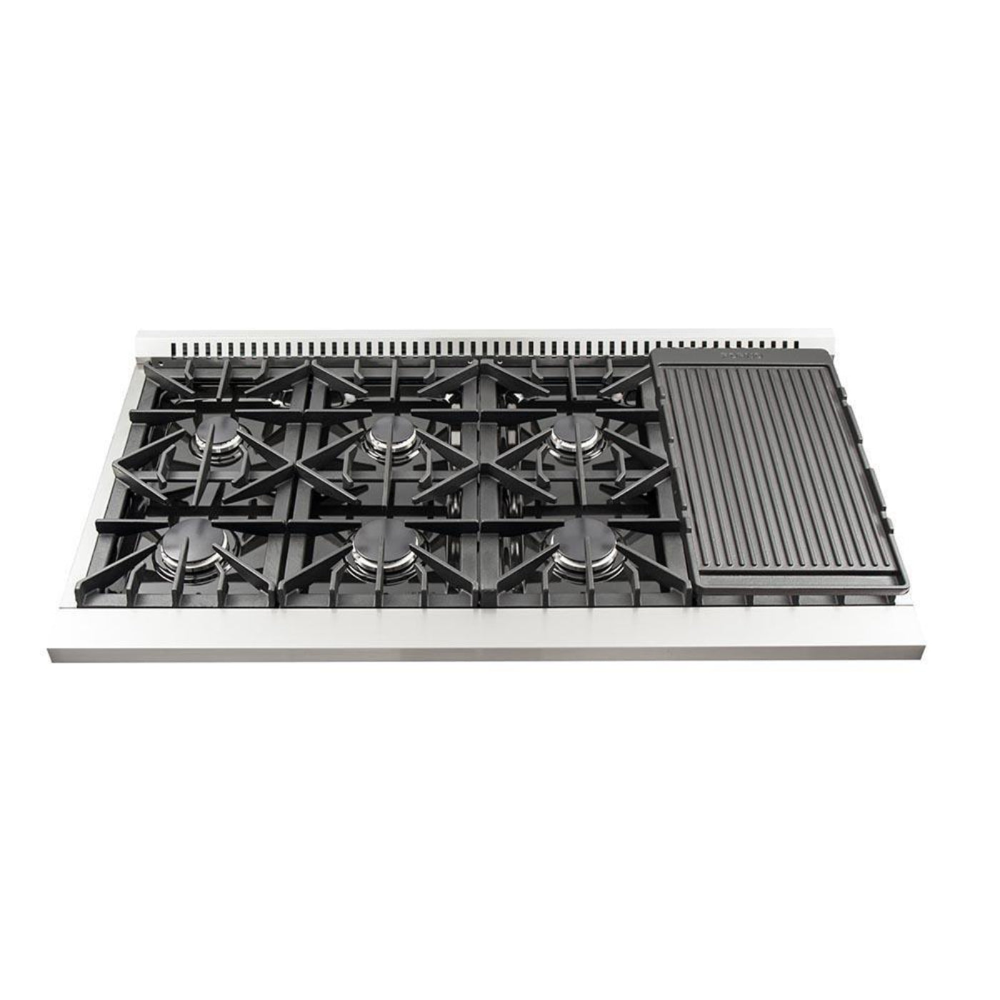 Forno 4-Piece Appliance Package - 48-Inch Gas Range, Refrigerator with Water Dispenser, Wall Mount Hood, & 3-Rack Dishwasher in Stainless Steel - APW4-6244-48-H