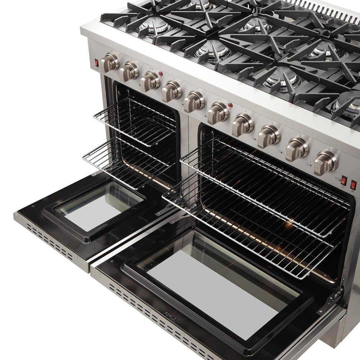 Forno 2-Piece Appliance Package - 48-Inch Gas Range & Wall Mount Hood in Stainless Steel - AP2-6244-48