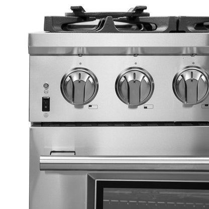 Forno 5-Piece Pro Appliance Package - 36-Inch Dual Fuel Range, Refrigerator, Wall Mount Hood with Backsplash, 24-Inch Microwave Oven, & 3-Rack Dishwasher in Stainless Steel - AP5-6187-36-MWO