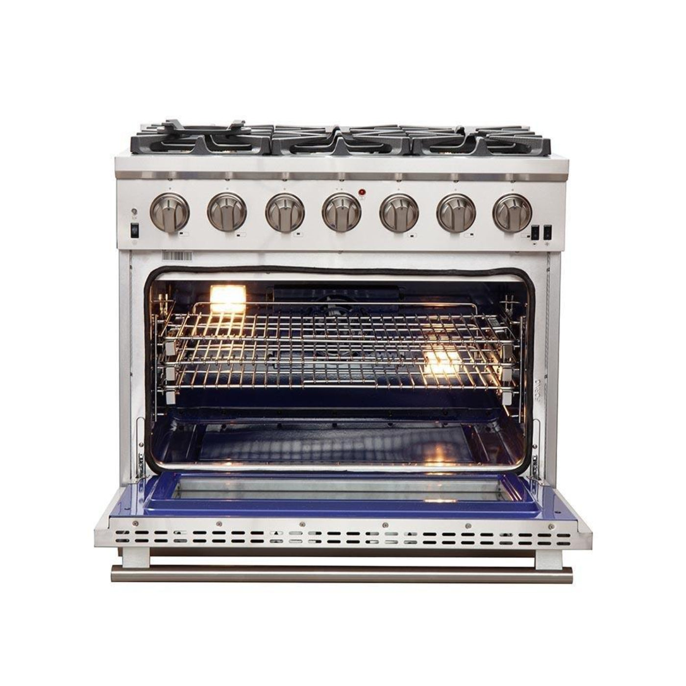Forno 5-Piece Pro Appliance Package - 36-Inch Gas Range, Refrigerator, Wall Mount Hood with Backsplash, 24-Inch Microwave Drawer, & 3-Rack Dishwasher in Stainless Steel - AP5-6260-36-MWD