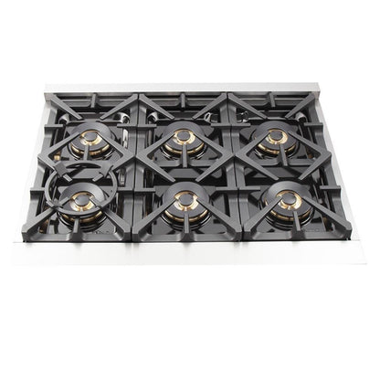 Forno 5-Piece Pro Appliance Package - 36-Inch Gas Range, Refrigerator, Wall Mount Hood with Backsplash, 24-Inch Microwave Oven, & 3-Rack Dishwasher in Stainless Steel - AP5-6260-36-MWO