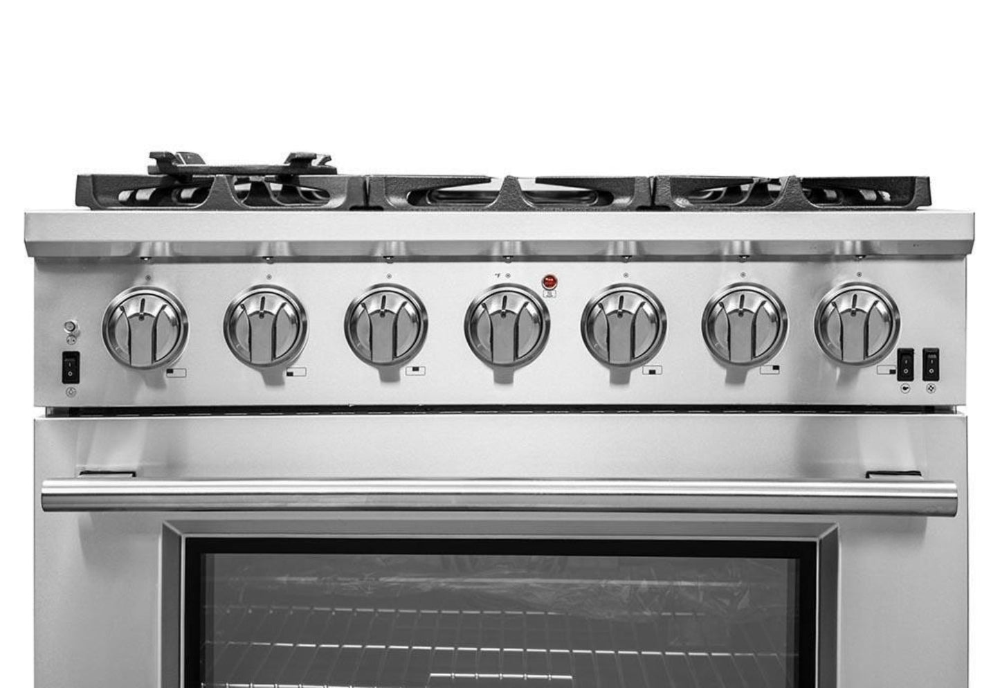 Forno 4-Piece Pro Appliance Package - 36-Inch Gas Range, Refrigerator, Wall Mount Hood, & 3-Rack Dishwasher in Stainless Stee - APR4-6260-36-Hl