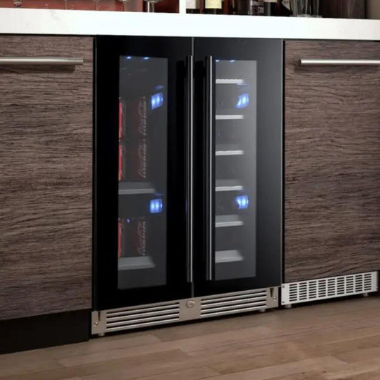 XO APPLIANCE XOU24BWDDGO 24" Beverage/Wine Double Door Panel Ready Glass Custom Panel Ready - XOU24BWDDGO