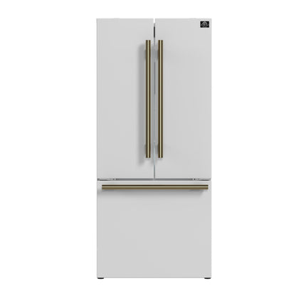 FORNO FFFFD197431WHT Forno Gallipoli Espresso 30-Inch White French Door Refrigerator, Bottom Freezer, 17.5 Cu. Ft., No Frost, Ice Maker - FFFFD197431WHT