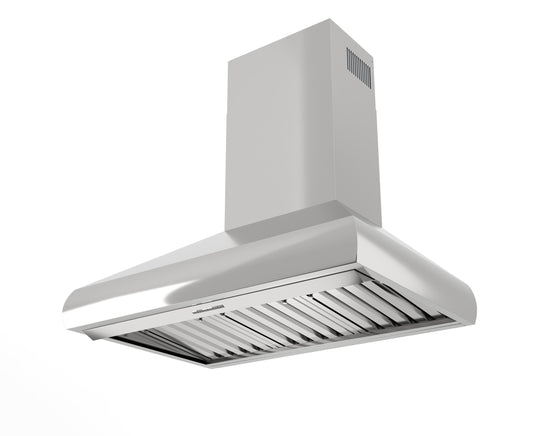 XO APPLIANCE XOVW30SC 30in Pro Wall Chimney Hood in Stainless Steel Rounded Lip 600/395 CFM in Stainless Steel - XOVW30SC
