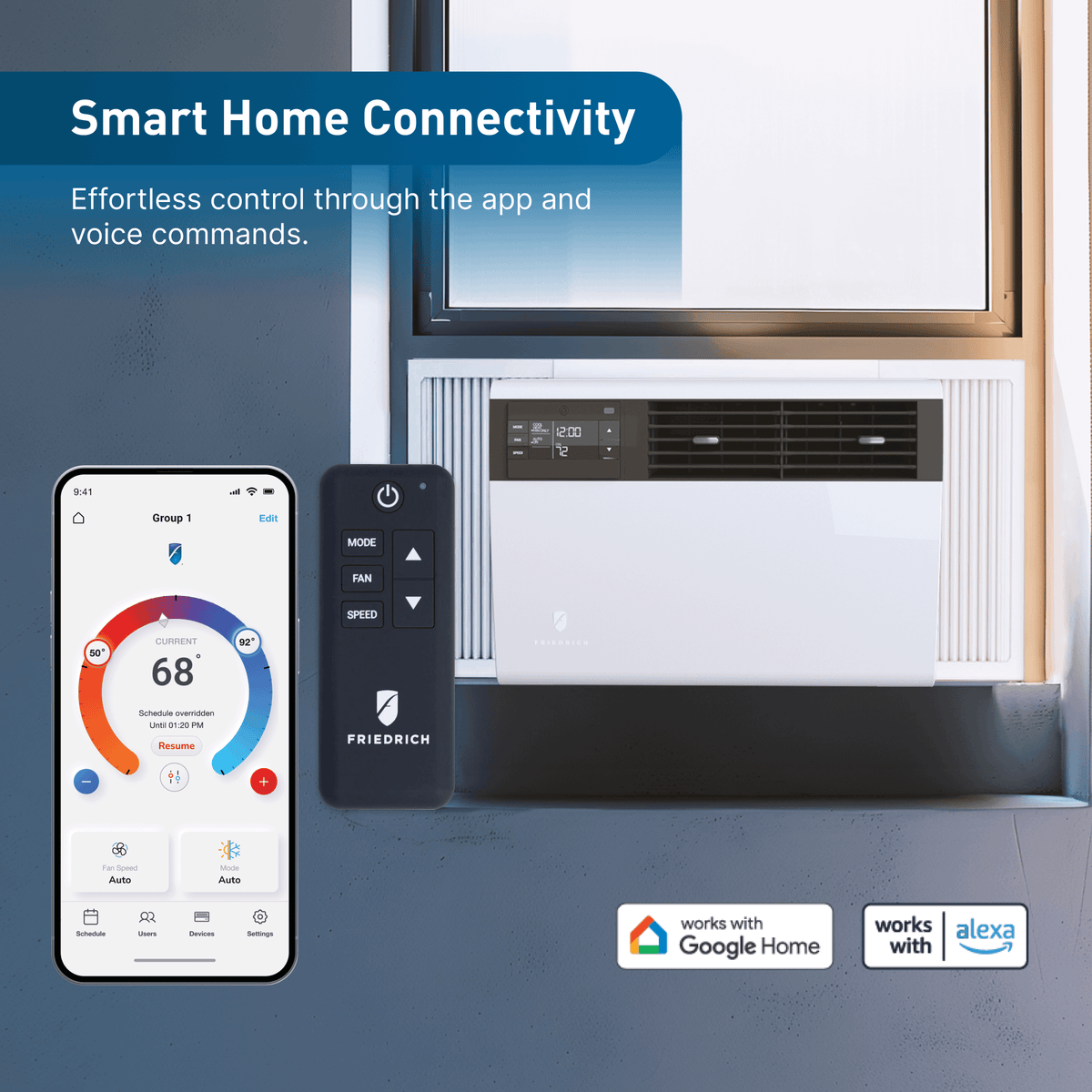 FRIEDRICH KCVS12B30A Friedrich K hl Inverter 12,000 BTU 230V Smart Window/Wall Air Conditioner - Cool only