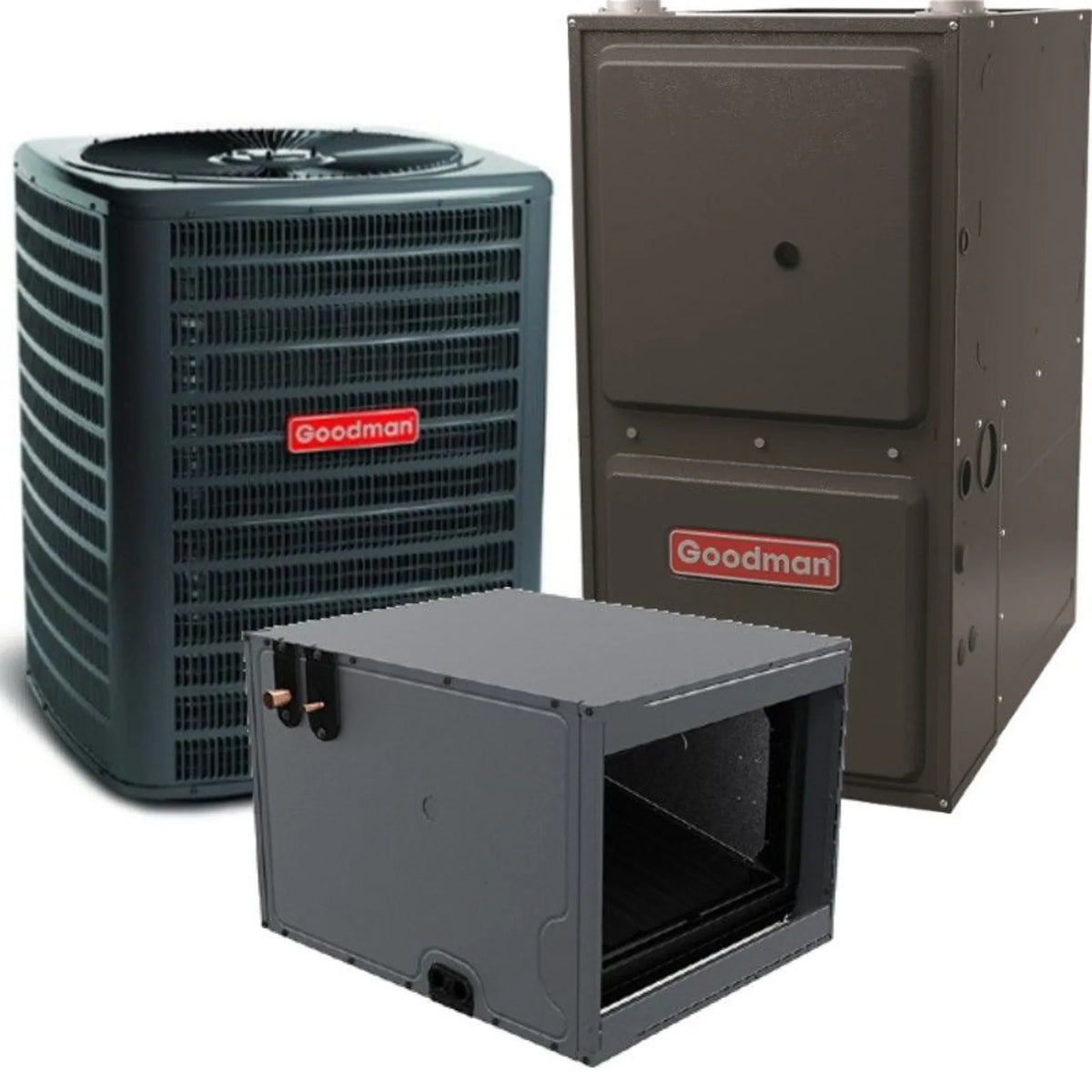 Goodman - 2.5 Ton/40,000 BTU 96% AFUE Gas Furnace and Air Conditioner System - Horizontal - 14.5 SEER2 - R32 -GLXS4BA3010 / CHPTA3630B3 / GD9T960403BN